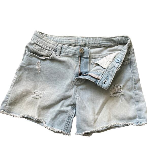GAP Kids 12 Regular Denim Shorts | Adjustable Waist, Light Wash, Raw Hem - Picture 1 of 6